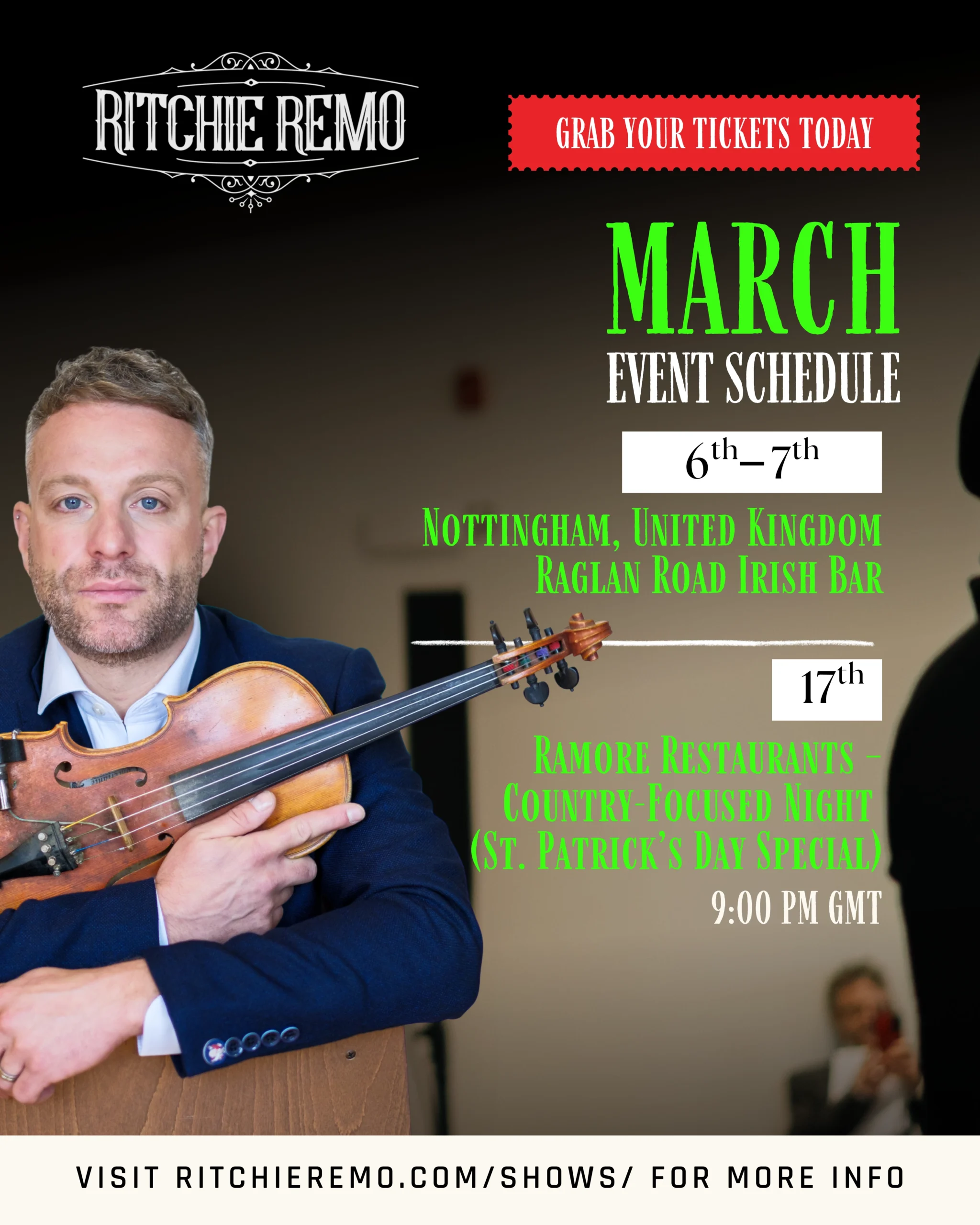 Ritchie Remo - Raglan Road Irish Bar - Nottingham, England, March 2026